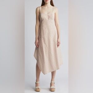 Du Paradis Asymmetric Hem 100% Cotton Midi Dress Size Large New With Tags